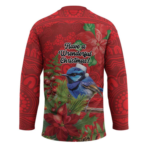Aussie Superb Fairywren Bird Hockey Jersey Aboriginal Inspired Christmas - Aussie Hoodie