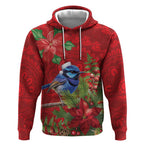 Aussie Superb Fairywren Bird Hoodie Aboriginal Inspired Christmas - Aussie Hoodie