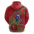 Aussie Superb Fairywren Bird Hoodie Aboriginal Inspired Christmas - Aussie Hoodie