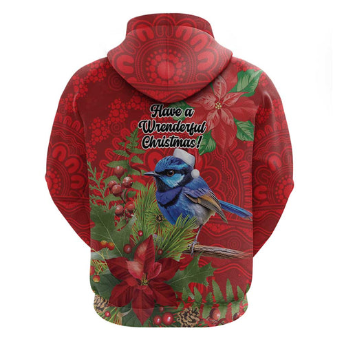 Aussie Superb Fairywren Bird Hoodie Aboriginal Inspired Christmas - Aussie Hoodie