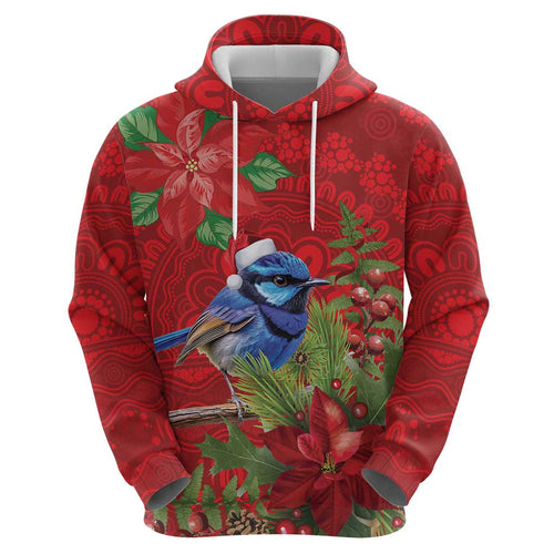 Aussie Superb Fairywren Bird Hoodie Aboriginal Inspired Christmas - Aussie Hoodie