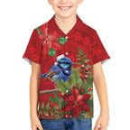 Aussie Superb Fairywren Bird Kid Hawaiian Shirt Aboriginal Inspired Christmas - Aussie Hoodie