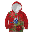 Aussie Superb Fairywren Bird Kid Hoodie Aboriginal Inspired Christmas - Aussie Hoodie