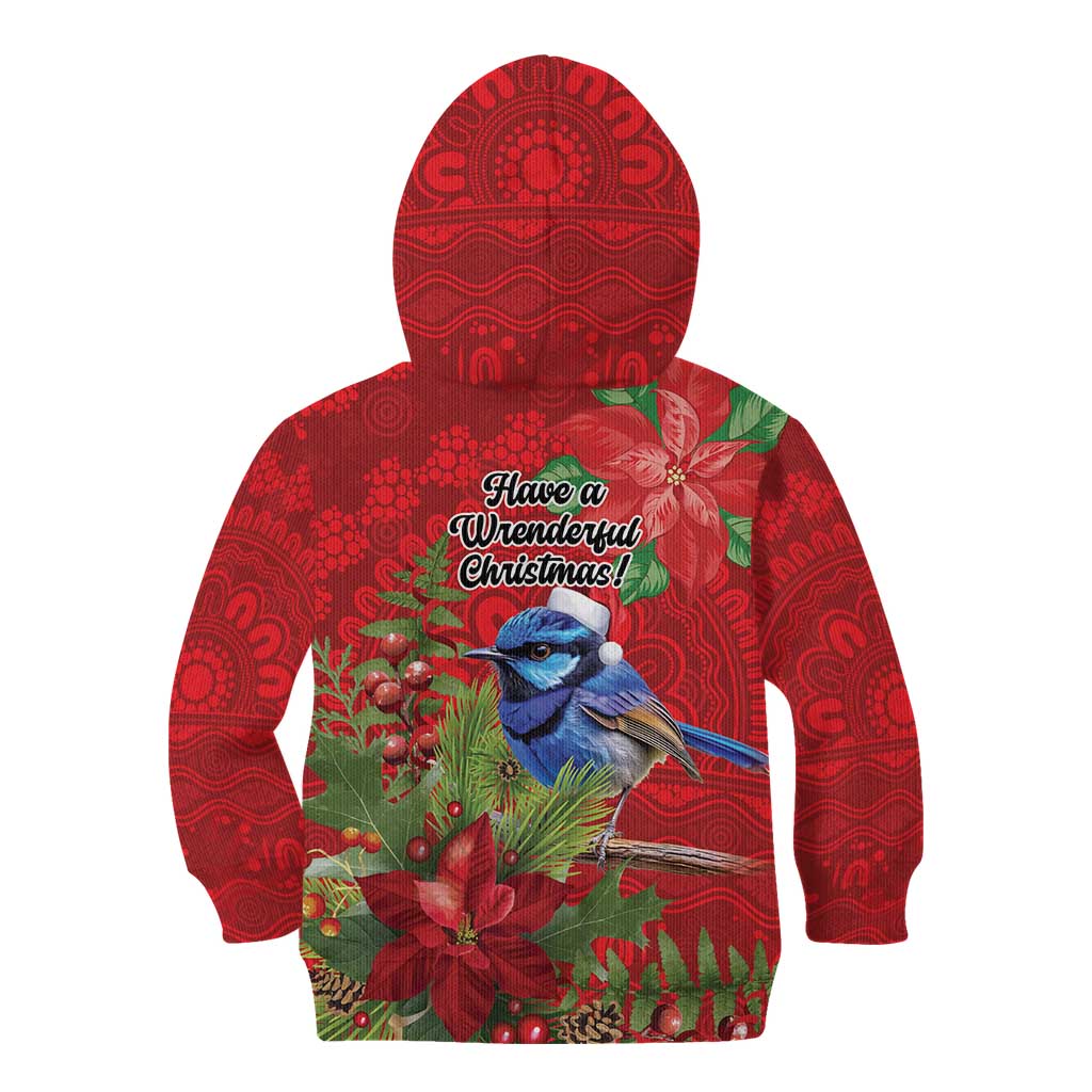 Aussie Superb Fairywren Bird Kid Hoodie Aboriginal Inspired Christmas - Aussie Hoodie
