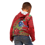 Aussie Superb Fairywren Bird Kid Hoodie Aboriginal Inspired Christmas - Aussie Hoodie