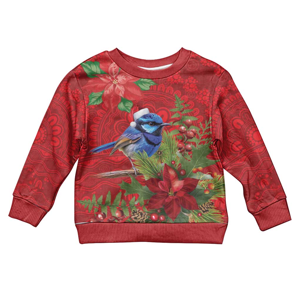 Aussie Superb Fairywren Bird Kid Ugly Christmas Sweater Aboriginal Inspired Christmas - Aussie Hoodie