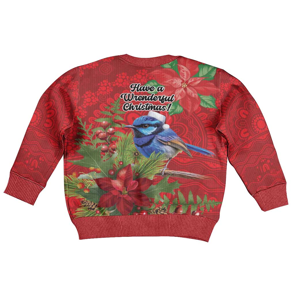 Aussie Superb Fairywren Bird Kid Ugly Christmas Sweater Aboriginal Inspired Christmas - Aussie Hoodie