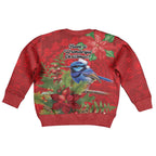 Aussie Superb Fairywren Bird Kid Ugly Christmas Sweater Aboriginal Inspired Christmas - Aussie Hoodie