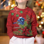 Aussie Superb Fairywren Bird Kid Ugly Christmas Sweater Aboriginal Inspired Christmas - Aussie Hoodie