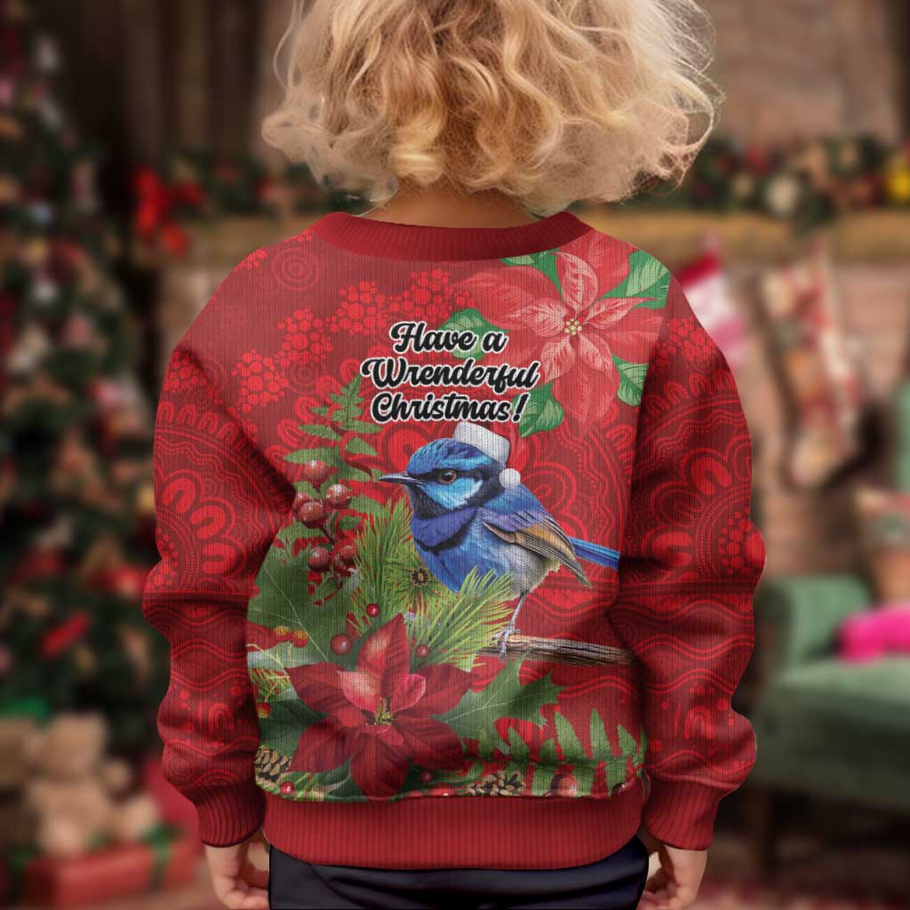 Aussie Superb Fairywren Bird Kid Ugly Christmas Sweater Aboriginal Inspired Christmas - Aussie Hoodie