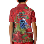 Aussie Superb Fairywren Bird Kid Polo Shirt Aboriginal Inspired Christmas - Aussie Hoodie