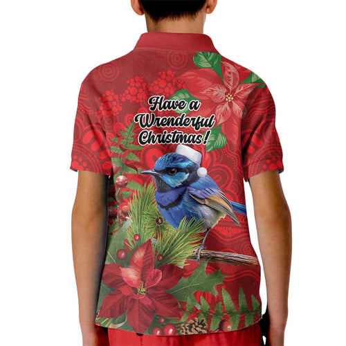 Aussie Superb Fairywren Bird Kid Polo Shirt Aboriginal Inspired Christmas - Aussie Hoodie