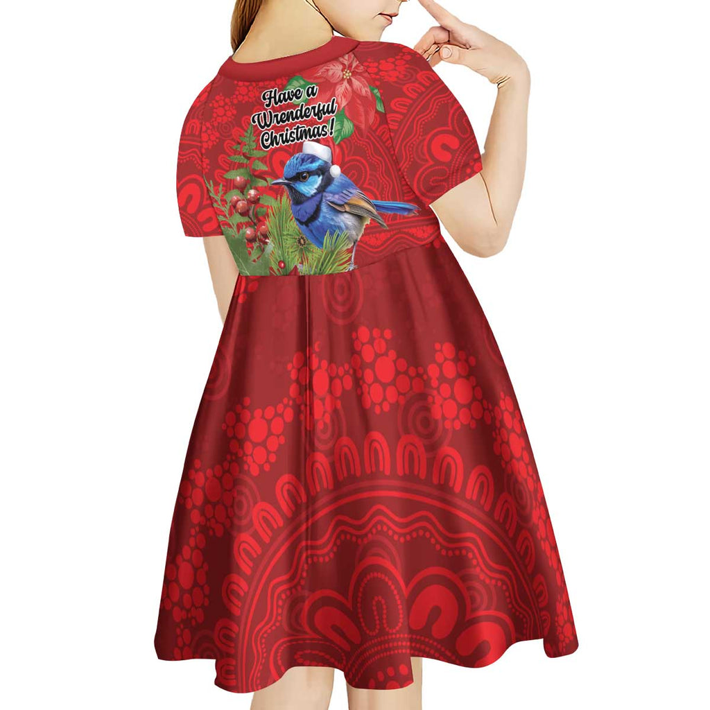 Aussie Superb Fairywren Bird Kid Short Sleeve Dress Aboriginal Inspired Christmas - Aussie Hoodie