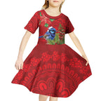 Aussie Superb Fairywren Bird Kid Short Sleeve Dress Aboriginal Inspired Christmas - Aussie Hoodie