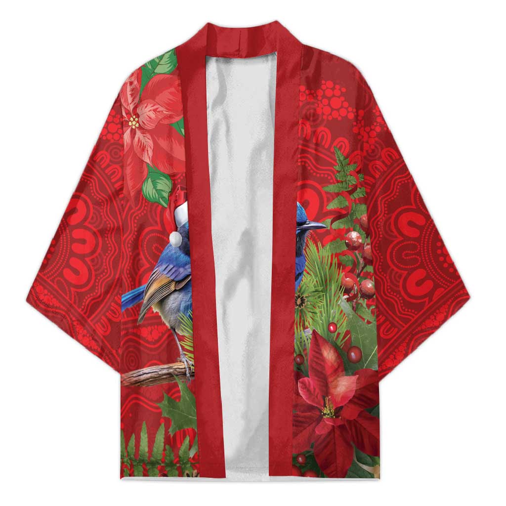Aussie Superb Fairywren Bird Kimono Aboriginal Inspired Christmas - Aussie Hoodie