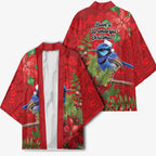 Aussie Superb Fairywren Bird Kimono Aboriginal Inspired Christmas - Aussie Hoodie