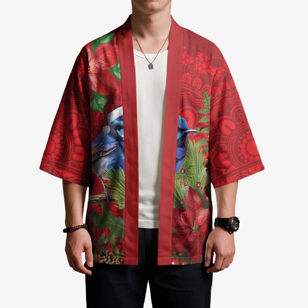 Aussie Superb Fairywren Bird Kimono Aboriginal Inspired Christmas - Aussie Hoodie