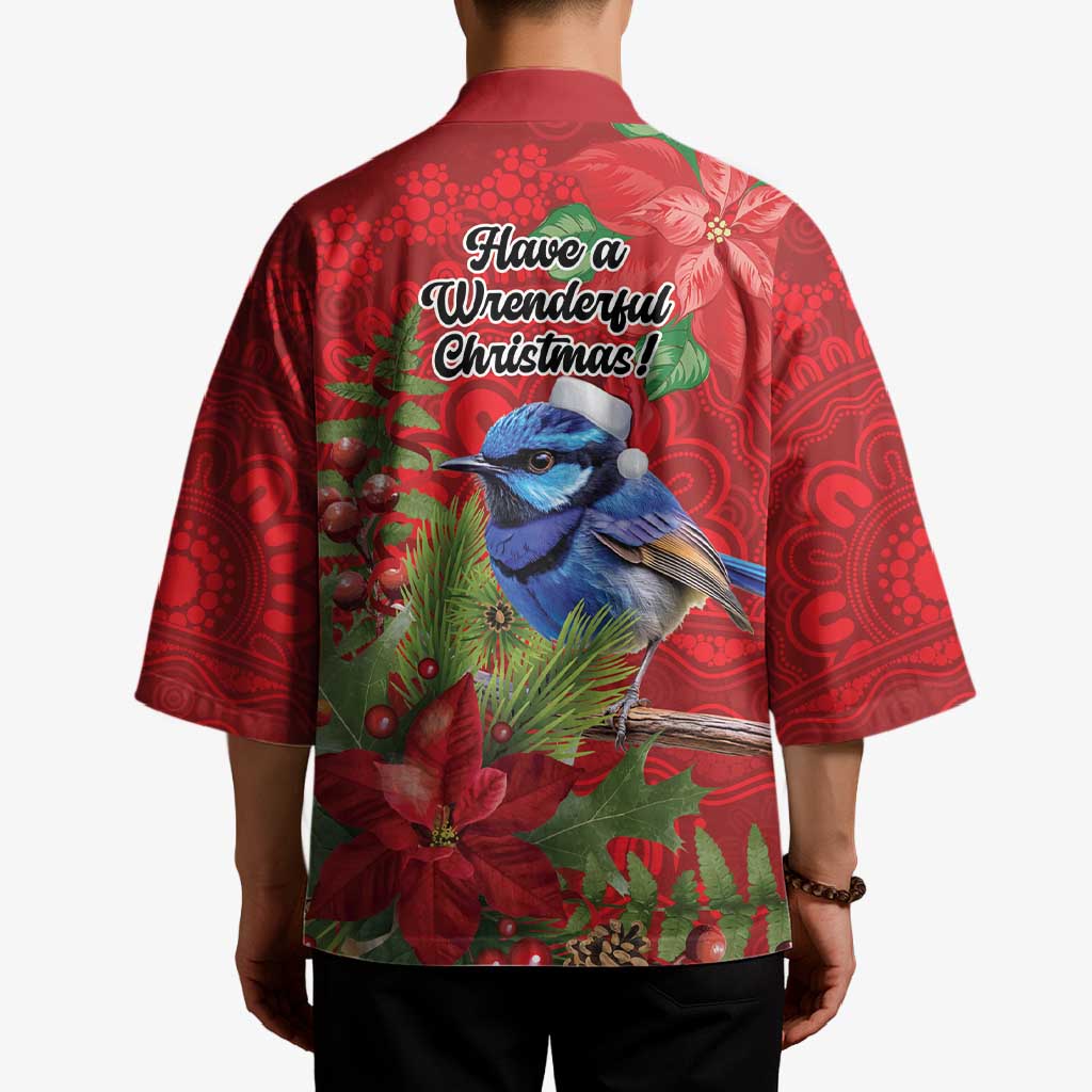 Aussie Superb Fairywren Bird Kimono Aboriginal Inspired Christmas - Aussie Hoodie