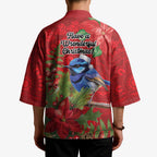 Aussie Superb Fairywren Bird Kimono Aboriginal Inspired Christmas - Aussie Hoodie
