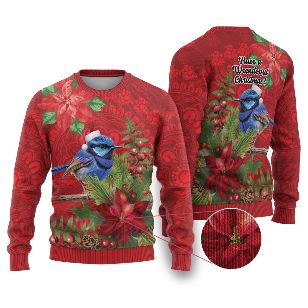 Aussie Superb Fairywren Bird Ugly Christmas Sweater Aboriginal Inspired Christmas - Aussie Hoodie