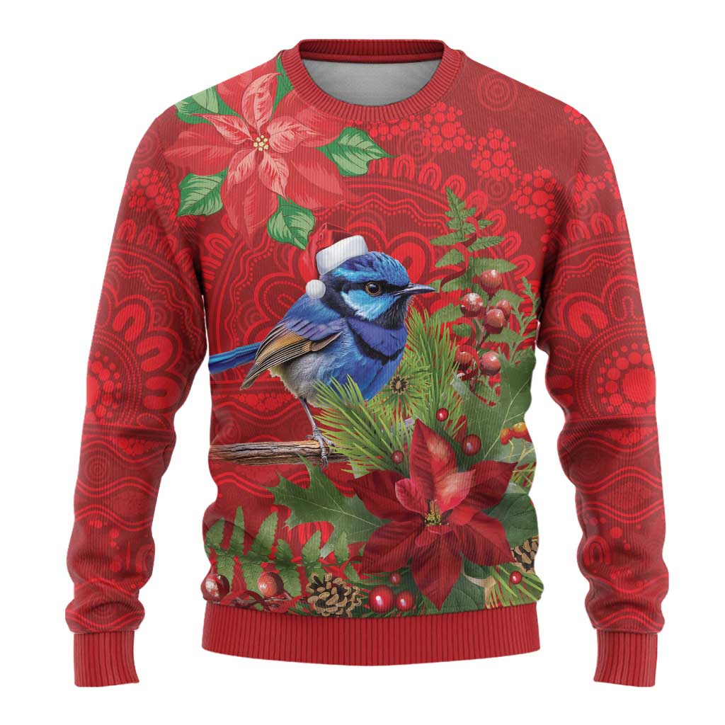 Aussie Superb Fairywren Bird Ugly Christmas Sweater Aboriginal Inspired Christmas - Aussie Hoodie