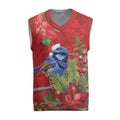 Aussie Superb Fairywren Bird Christmas Knitted V-Neck Vest Aboriginal Inspired Christmas - Aussie Hoodie