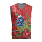 Aussie Superb Fairywren Bird Christmas Knitted V-Neck Vest Aboriginal Inspired Christmas - Aussie Hoodie