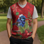 Aussie Superb Fairywren Bird Christmas Knitted V-Neck Vest Aboriginal Inspired Christmas - Aussie Hoodie