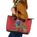 Aussie Superb Fairywren Bird Leather Tote Bag Aboriginal Inspired Christmas - Aussie Hoodie