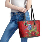 Aussie Superb Fairywren Bird Leather Tote Bag Aboriginal Inspired Christmas - Aussie Hoodie