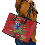 Aussie Superb Fairywren Bird Leather Tote Bag Aboriginal Inspired Christmas - Aussie Hoodie