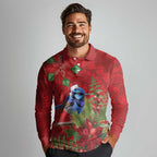 Aussie Superb Fairywren Bird Long Sleeve Polo Shirt Aboriginal Inspired Christmas - Aussie Hoodie