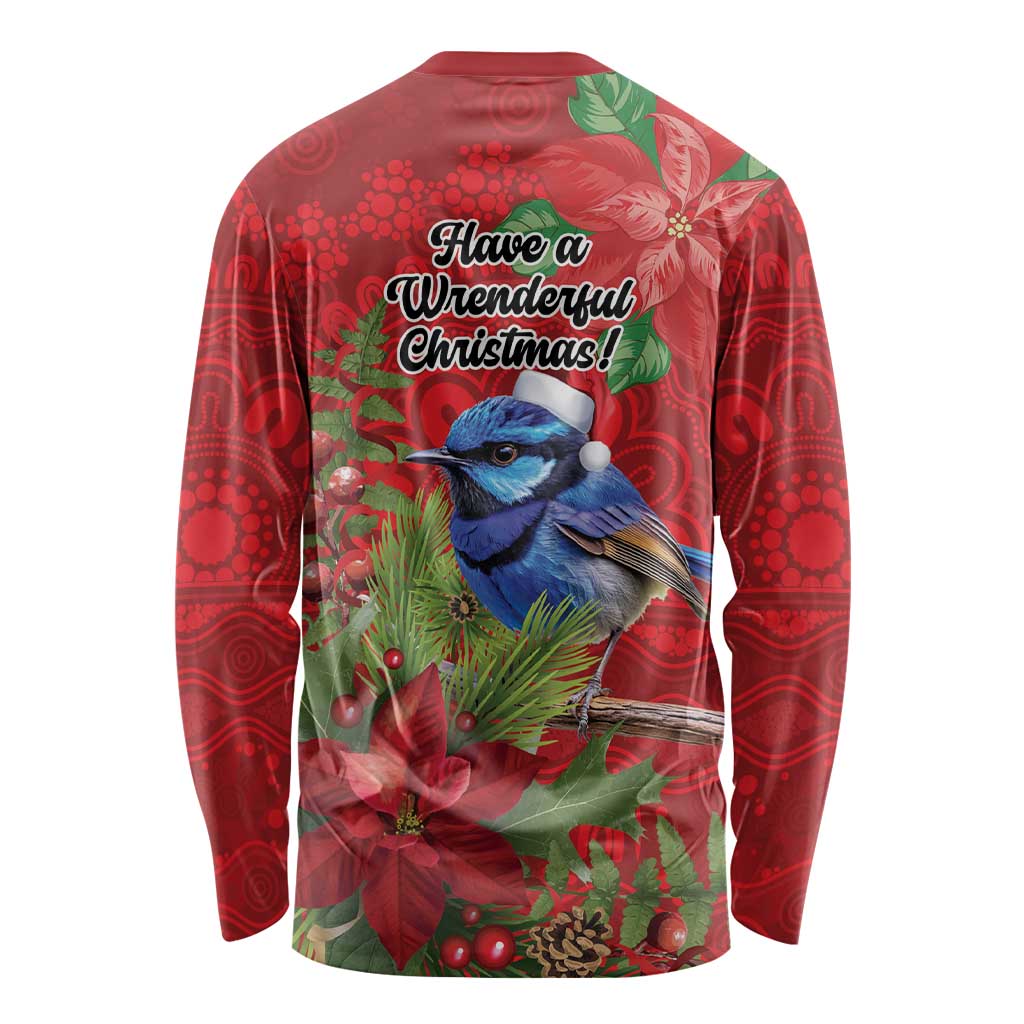 Aussie Superb Fairywren Bird Long Sleeve Shirt Aboriginal Inspired Christmas - Aussie Hoodie