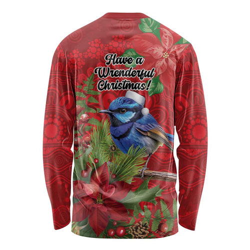 Aussie Superb Fairywren Bird Long Sleeve Shirt Aboriginal Inspired Christmas - Aussie Hoodie