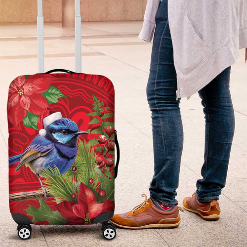 Aussie Superb Fairywren Bird Luggage Cover Aboriginal Inspired Christmas - Aussie Hoodie