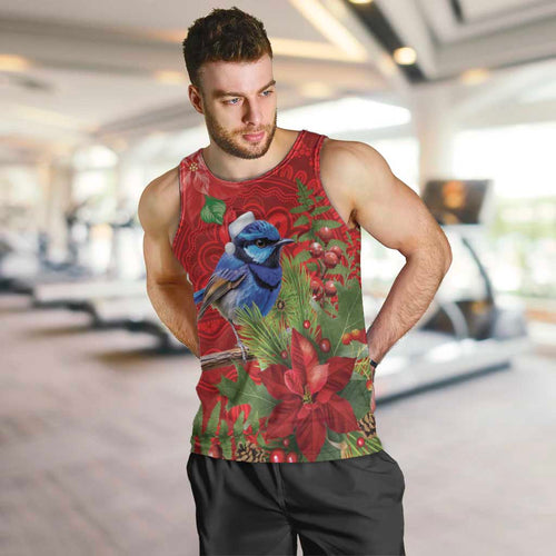 Aussie Superb Fairywren Bird Men Tank Top Aboriginal Inspired Christmas - Aussie Hoodie