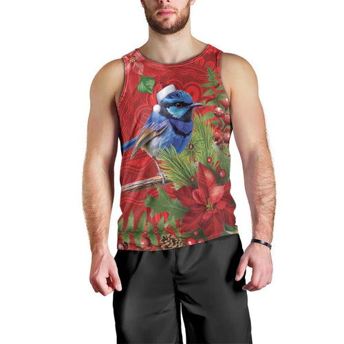 Aussie Superb Fairywren Bird Men Tank Top Aboriginal Inspired Christmas - Aussie Hoodie