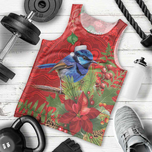 Aussie Superb Fairywren Bird Men Tank Top Aboriginal Inspired Christmas - Aussie Hoodie