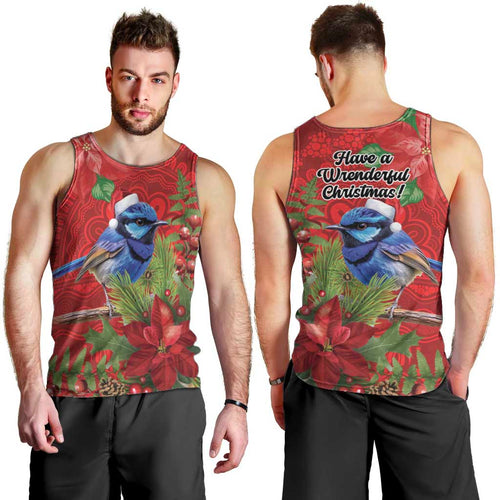 Aussie Superb Fairywren Bird Men Tank Top Aboriginal Inspired Christmas - Aussie Hoodie