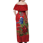 Aussie Superb Fairywren Bird Off Shoulder Maxi Dress Aboriginal Inspired Christmas - Aussie Hoodie