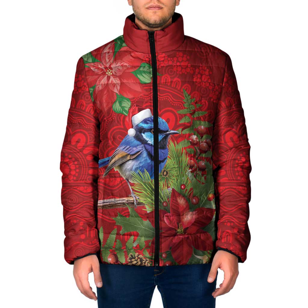 Aussie Superb Fairywren Bird Padded Jacket Aboriginal Inspired Christmas - Aussie Hoodie