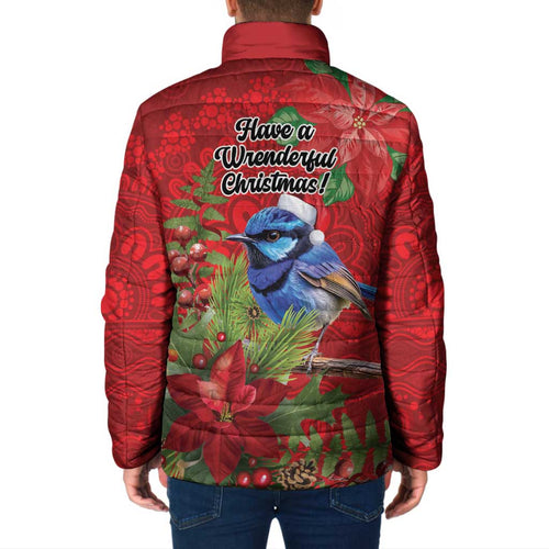 Aussie Superb Fairywren Bird Padded Jacket Aboriginal Inspired Christmas - Aussie Hoodie