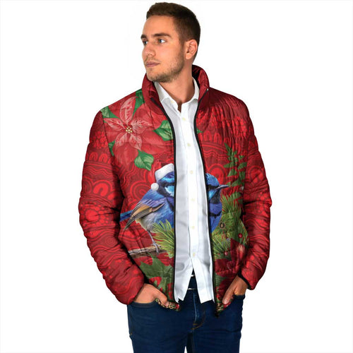 Aussie Superb Fairywren Bird Padded Jacket Aboriginal Inspired Christmas - Aussie Hoodie