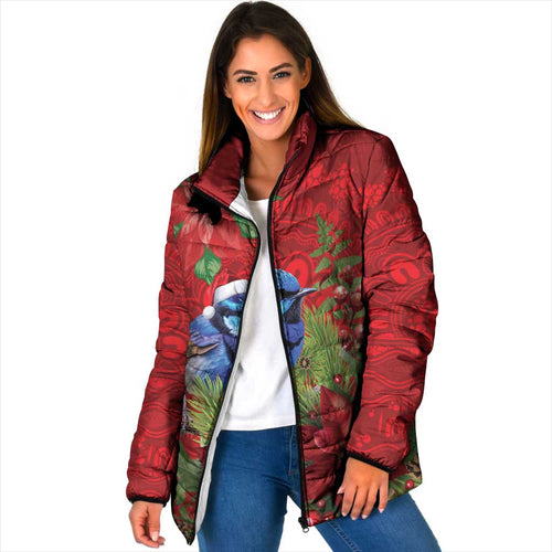 Aussie Superb Fairywren Bird Padded Jacket Aboriginal Inspired Christmas - Aussie Hoodie