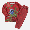 Aussie Superb Fairywren Bird Christmas Pajama Set Aboriginal Inspired Christmas - Aussie Hoodie