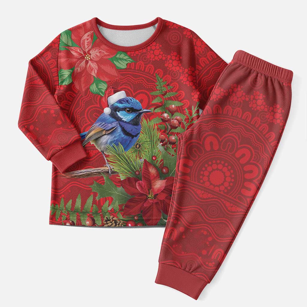 Aussie Superb Fairywren Bird Christmas Pajama Set Aboriginal Inspired Christmas - Aussie Hoodie