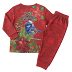 Aussie Superb Fairywren Bird Christmas Pajama Set Aboriginal Inspired Christmas - Aussie Hoodie