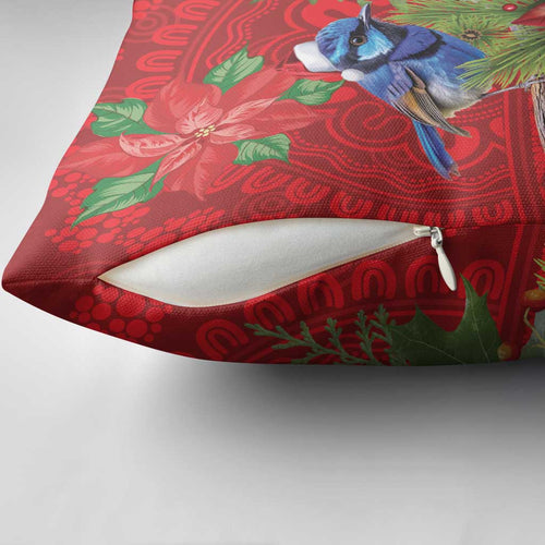 Aussie Superb Fairywren Bird Pillow Cover Aboriginal Inspired Christmas - Aussie Hoodie