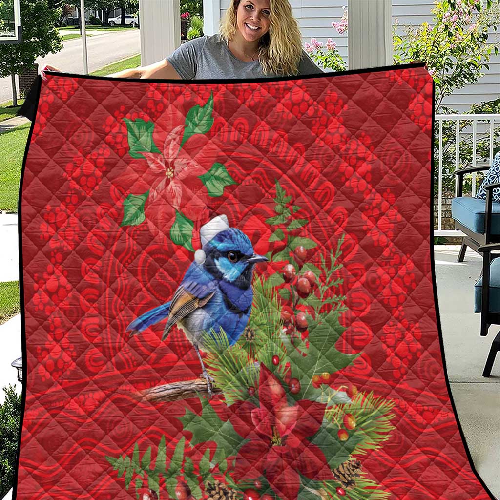 Aussie Superb Fairywren Bird Quilt Aboriginal Inspired Christmas - Aussie Hoodie
