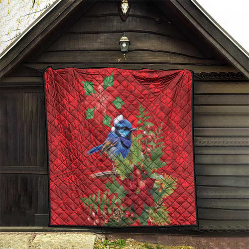 Aussie Superb Fairywren Bird Quilt Aboriginal Inspired Christmas - Aussie Hoodie